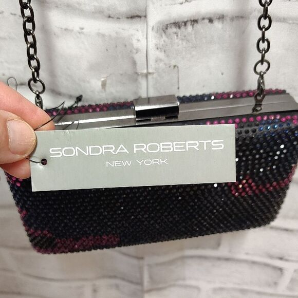 Sondra Roberts Black and Pink Crystal Clutch - Picture 2 of 5